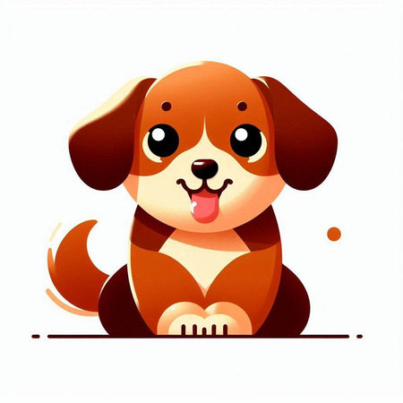 Illustration of cute cartoon dog on white background, vector illustration.のイラスト素材