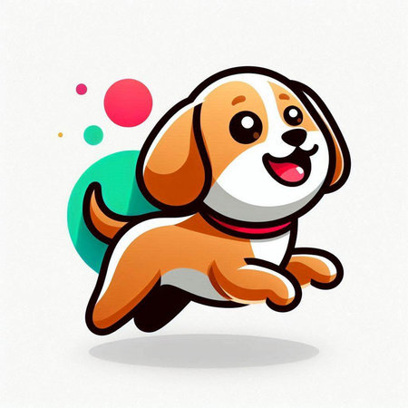 cute cartoon dog with colorful splash on white background - vector illustrationのイラスト素材