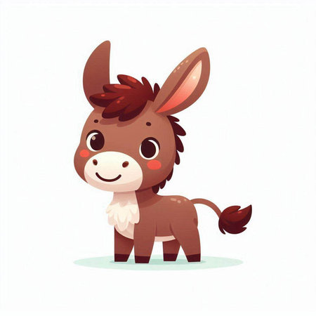 Cute cartoon donkey. Vector illustration isolated on a white background.のイラスト素材