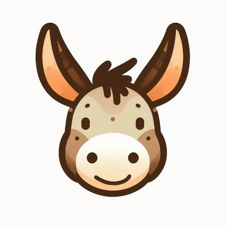 Cute hand drawn donkey head on white background. Vector illustration.のイラスト素材