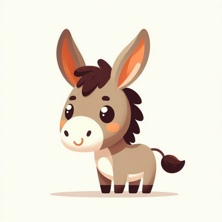 Cute cartoon donkey. Vector illustration of a cute little donkey.のイラスト素材