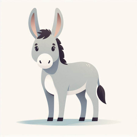 Donkey in cartoon style on a white background. Vector illustration.のイラスト素材