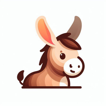 Donkey. Cute cartoon character isolated on white background. Vector illustration.のイラスト素材