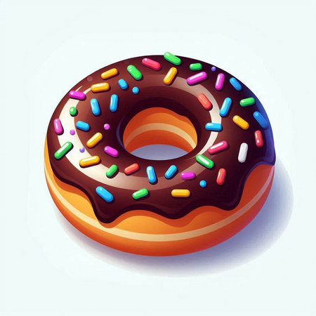 Illustration of donut with sprinkles on a white background.のイラスト素材