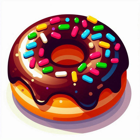 Illustration of a donut with sprinkles on a white backgroundのイラスト素材