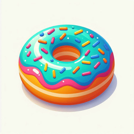 Donut with sprinkles on a white background. Vector illustration.のイラスト素材
