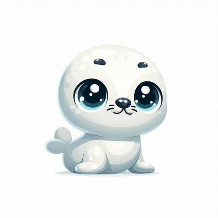 Cute cartoon baby seal isolated on white background. Vector illustration.のイラスト素材
