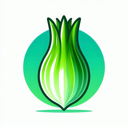 vector illustration of green onion on a white background in a flat styleのイラスト素材