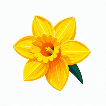 Yellow daffodil isolated on white background. Vector illustration.のイラスト素材