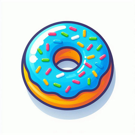 Donut with colorful sprinkles. Vector illustration in cartoon style.のイラスト素材