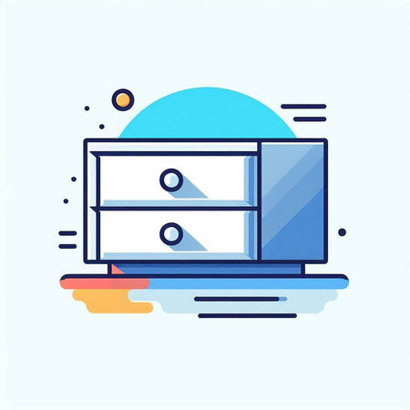 Laptop and cupboard icon. Vector illustration in flat style.のイラスト素材