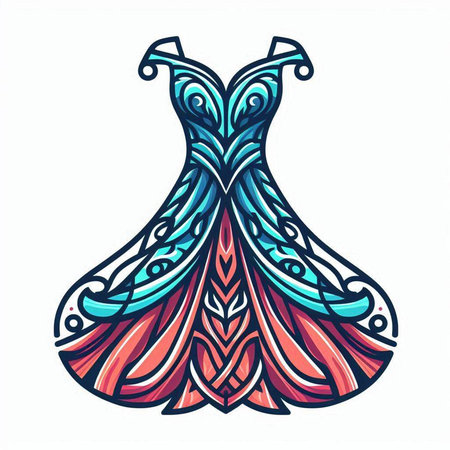 Wedding dress. Vector illustration. Hand drawn fashion design.のイラスト素材