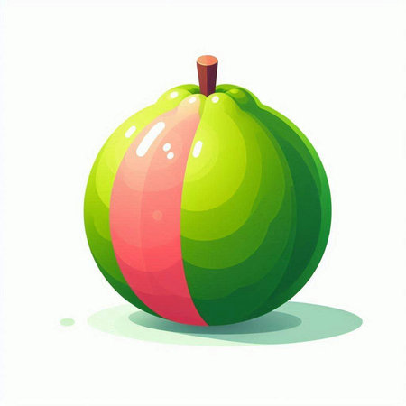 Illustration of a whole green apple isolated on a white background.のイラスト素材