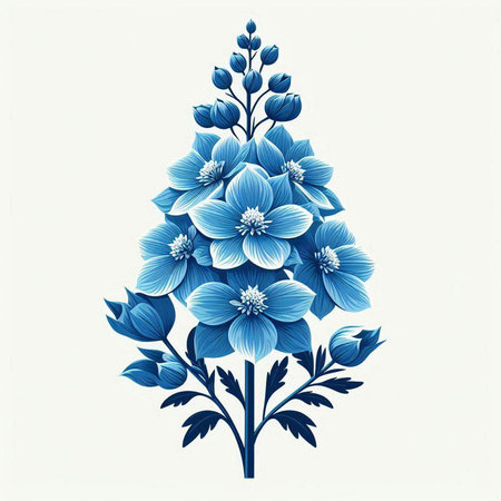 Blue flowers in the form of a Christmas tree. Vector illustration.のイラスト素材