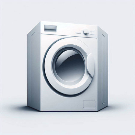 Washing machine isolated on white background. 3d render illustration.のイラスト素材