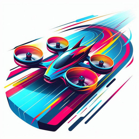 Drone on abstract colorful background. Vector illustration. Eps 10.のイラスト素材