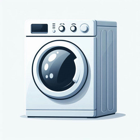 Washing machine on a white background. 3d vector illustration.のイラスト素材