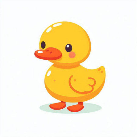 Cute yellow rubber duck on a white background. Vector illustration.のイラスト素材