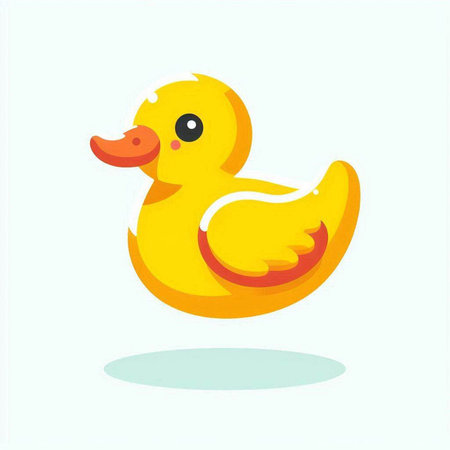Rubber duck. Vector illustration. Flat design. Isolated on white background.のイラスト素材