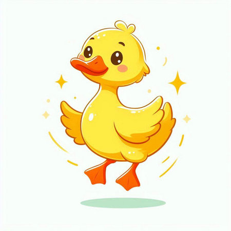 Cute cartoon duckling. Vector illustration isolated on white background.のイラスト素材