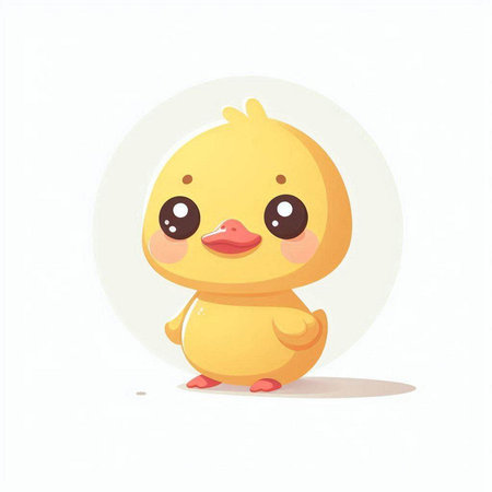 Cute yellow duckling on a white background. Vector illustration.のイラスト素材