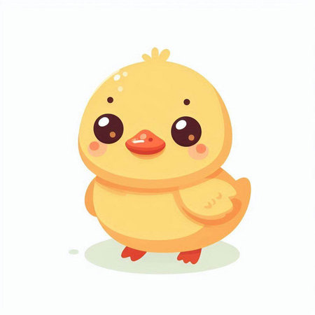 Cute cartoon baby duckling isolated on white background. Vector illustration.のイラスト素材