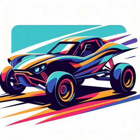 Illustration of a monster truck on the road. Vector illustration.のイラスト素材