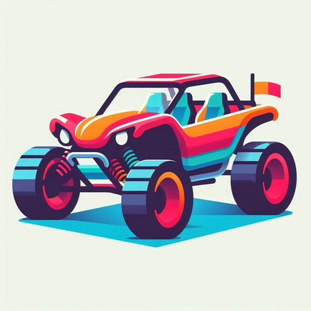 Vector illustration of a retro monster truck. Cartoon style. Flat design.のイラスト素材