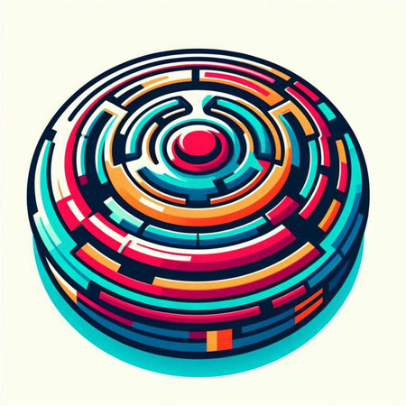 Abstract colorful round maze. Vector illustration. Isolated on white background.のイラスト素材