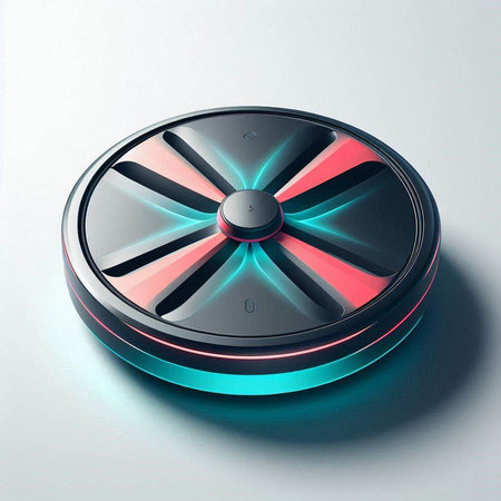 Highly rendering of a robotic vacuum cleaner on a white background.のイラスト素材