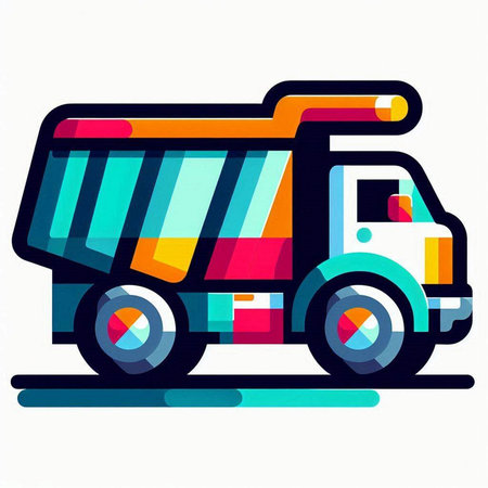 Illustration of a cargo truck on a white background, vector illustrationのイラスト素材