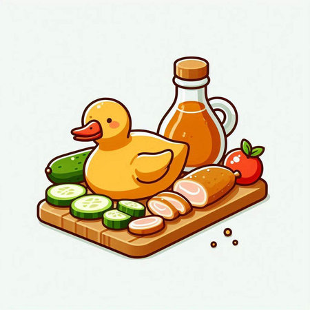 Vegetable salad in a bowl on a light background. Vector illustration.のイラスト素材