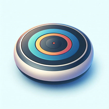 3d rendering of a target in a circle on a blue backgroundのイラスト素材