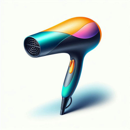 hair dryer isolated on white background. 3d render illustration.のイラスト素材