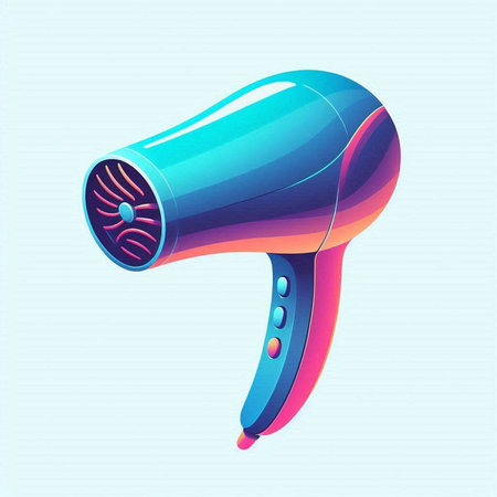 Hairdryer. Vector illustration. Isolated on blue background.のイラスト素材