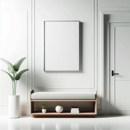 Mockup poster frame in interior background, 3d render illustrationのイラスト素材