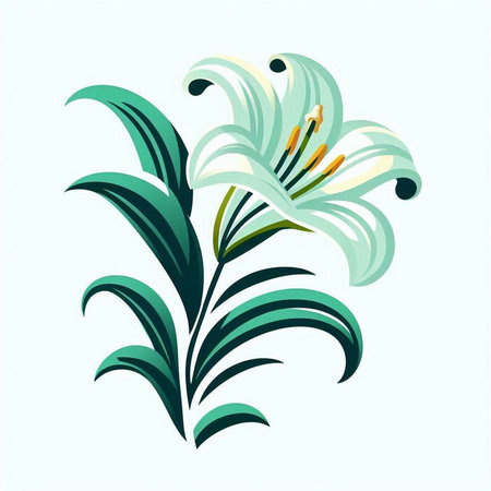 Beautiful lily flowers on a white background. Vector illustration.のイラスト素材