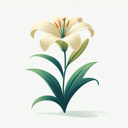 White lily on a white background. Vector illustration. Eps 10のイラスト素材