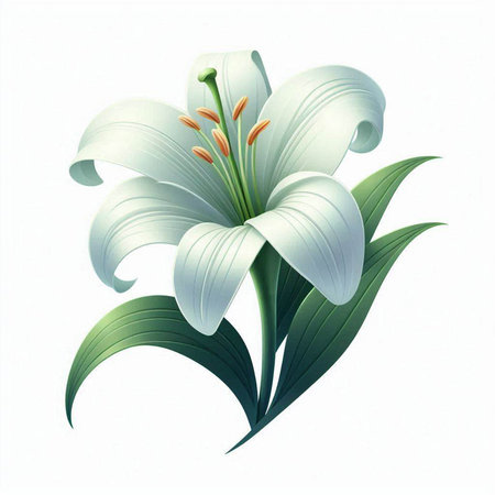 White lily on a white background. Vector illustration for your designのイラスト素材