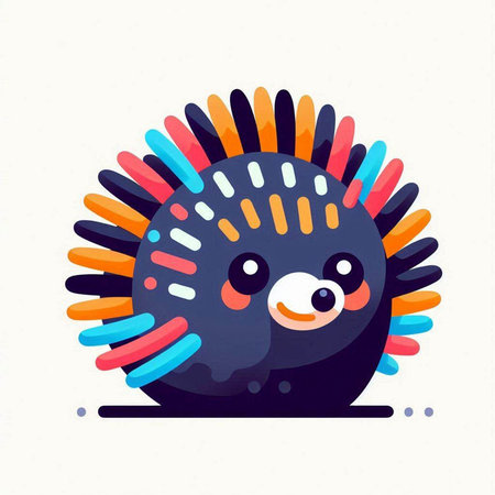 Cartoon cute hedgehog isolated on white background. Vector illustration.のイラスト素材