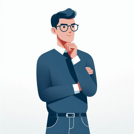 Portrait of a young man in glasses and a suit. Vector illustration.のイラスト素材