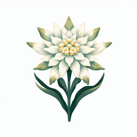 Edelweiss flower on a white background. Vector illustration.のイラスト素材