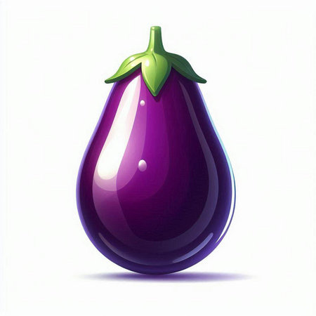Illustration of a purple eggplant on a white background - vectorのイラスト素材