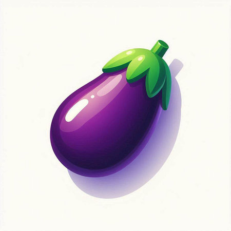 Illustration of a fresh eggplant on a white background with shadowのイラスト素材