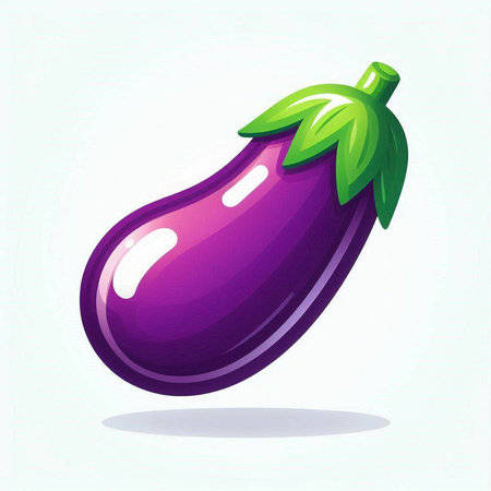 Illustration of a purple eggplant isolated on a white background.のイラスト素材
