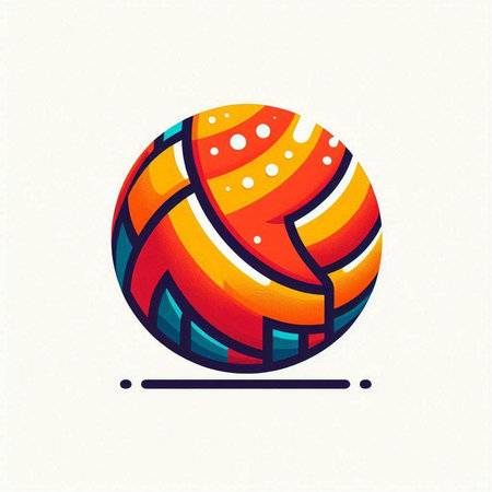 Colorful volleyball ball vector logo design template. Retro style icon.のイラスト素材