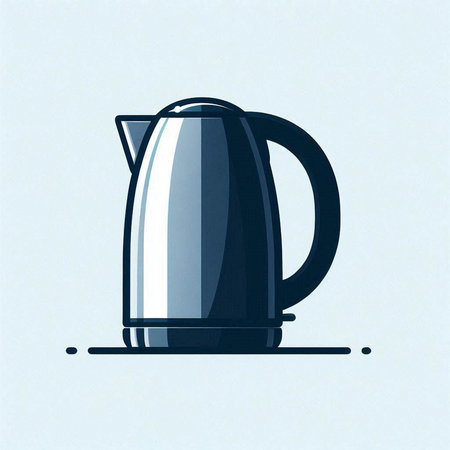 Electric kettle. Vector illustration of a kettle on a light background.のイラスト素材