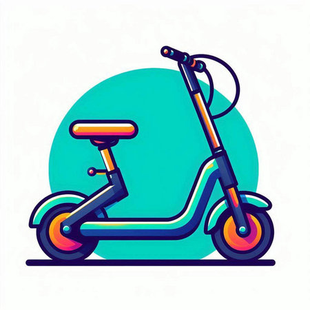 Colorful scooter on a white background. Vector illustration in flat style.のイラスト素材