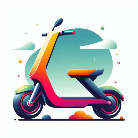Modern scooter on a background of colored spots. Vector illustration.のイラスト素材