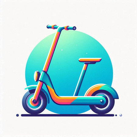 Colorful scooter icon on white background. Vector Illustration.のイラスト素材